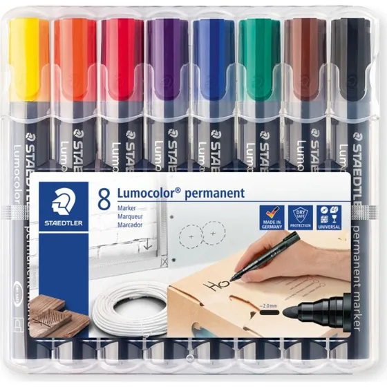 STAEDTLER Lumocolor Permanent-Marker 352, 8er Etui, 2 mm Rundspitze