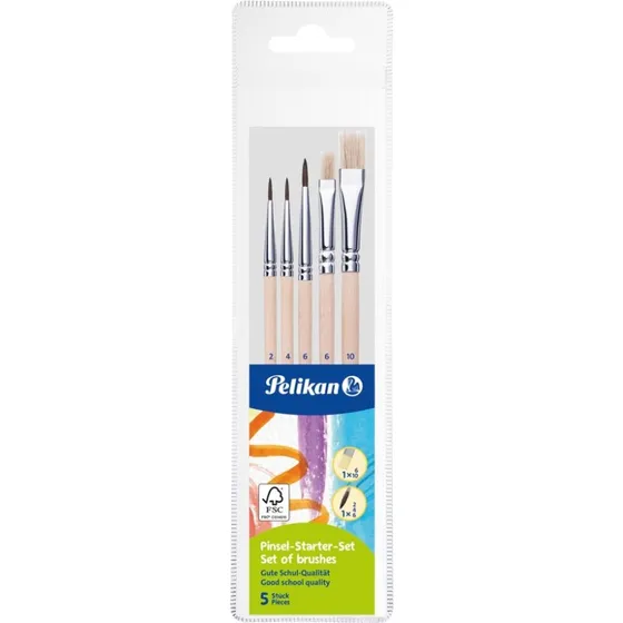 Pelikan Pinsel Starter-Set, 5-teilig mit Holzstiel