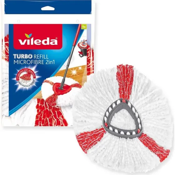 Vileda Turbo 2in1 Ersatzköpfe Mikrofaser mit Kraftfasern (1er Pack)