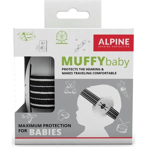 Alpine Muffy Baby Gehörschutz für Babys & Kleinkinder, Schwarz