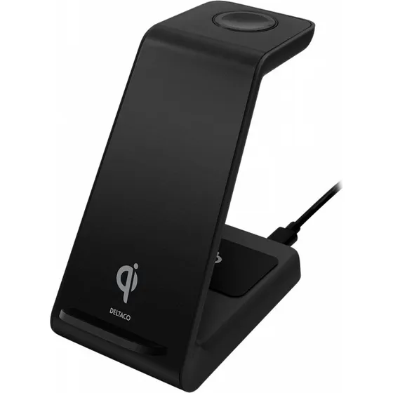 Deltaco 3-in-1 Wireless Charger 15W Schwarz