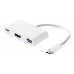 deltaco USB-C auf HDMI/USB-A-Adapter, 4K 30 Hz, wei