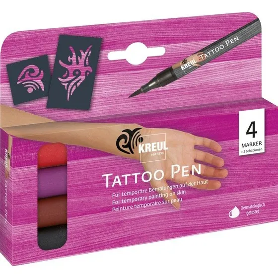 KREUL Tattoo Pen 4er-Set Tribals - Abwaschbare Kosmetiktinte