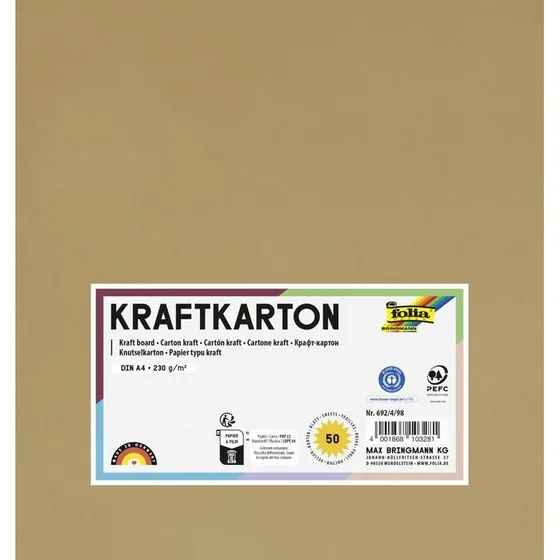 folia Kraftkarton Natur 230 g/m² DIN A4, 50 Blatt