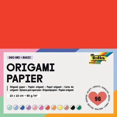 folia Origami-Faltblätter Duo Uni, 100x100 mm, 96 Blatt, farbig sortiert