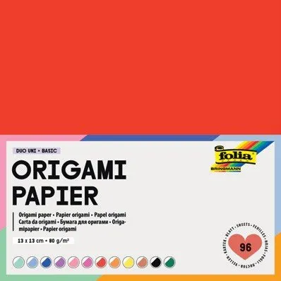 folia Origami-Faltblätter Duo Uni, 130x130mm, 96 Blatt, farbig sortiert