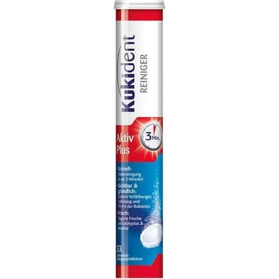 Kukident Aktiv Plus Gebissreiniger Tabs, 33 Stück
