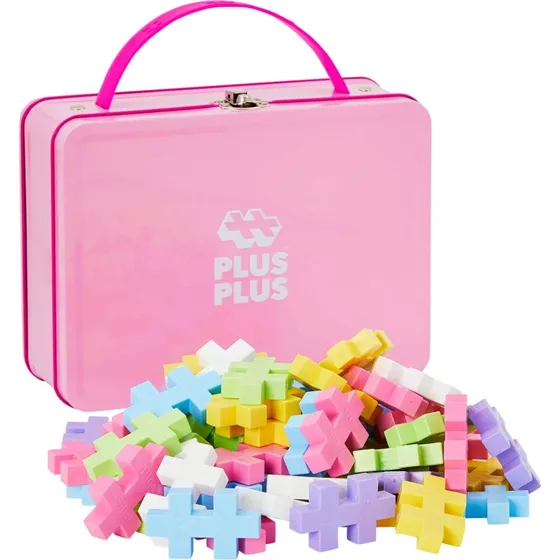 Plus-Plus BIG Baukasten Set, 70 Teile in Pastellfarben mit Metallkoffer