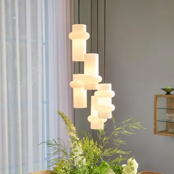 HÜBSCH Pendelleuchte Pilule Weiß Matt - Mundgeblasenes Glas Ø 15 cm