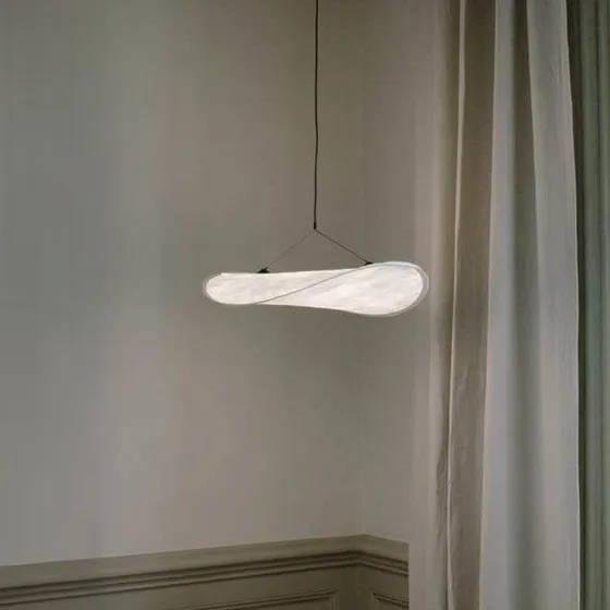 New Works Tense LED-Pendelleuchte, Ø 55 cm, Weiß, Dimmbar
