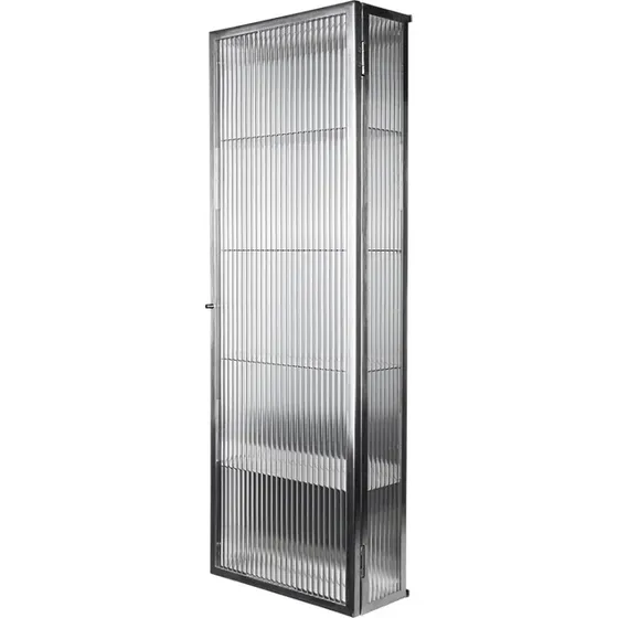 Ferm Living Haze Wandschrank 100 cm, Edelstahl & geriffeltes Glas