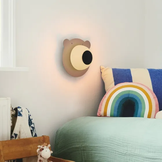 Nordlux Bruna Bear Wandleuchte mit Kabel und Stecker, Braun