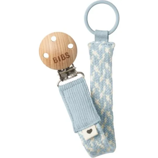 BIBS Braid Schnullerhalter, Baby Blau/Elfenbein