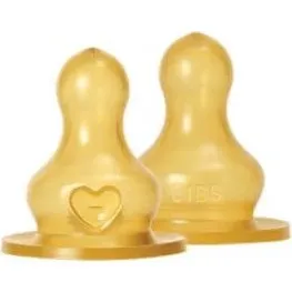BIBS 2er-Set Latex-Flaschensauger, langsamer Durchfluss, ab 0 Monaten