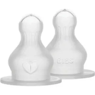 BIBS Silikon Flaschensauger 2er-Set, Fast Flow, Neutral