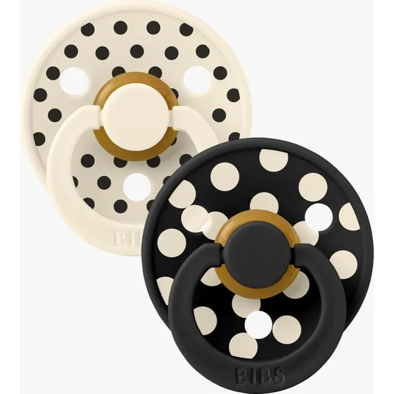 BIBS Polka Collection Schnuller 2er-Pack Latex 0-6M Ivory/Black