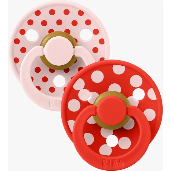 BIBS 2er-Pack Polka Collection Schnuller Latex 0-6M Blossom/Candy Apple