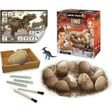 Buki Dino Mega-Eier Ausgrabungsset mit 12 Dinosauriern