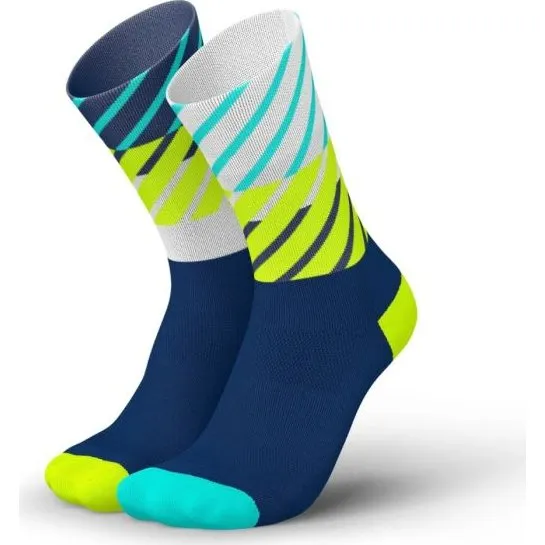 Incylence Diagonals XL Running Socken Weiß/Gelb/Blau (Gr. 47-50)