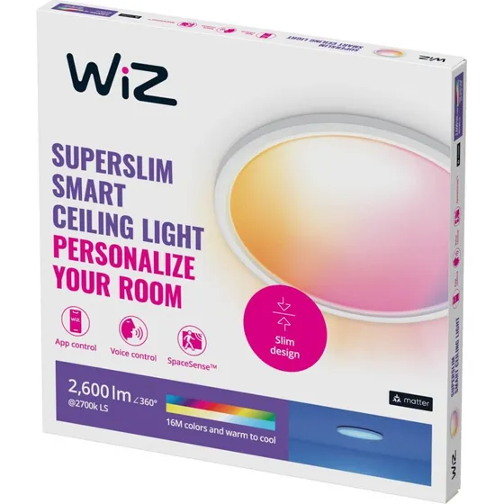 WiZ SuperSlim LED-Deckenleuchte RGBW Ø42cm Weiß