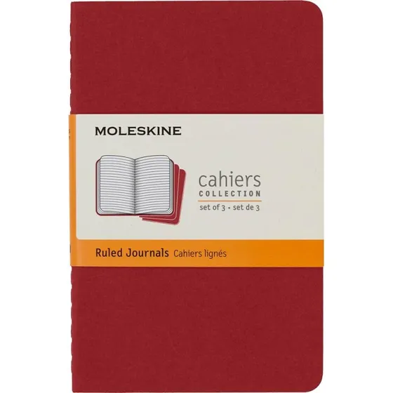 Moleskine Cahier Notizbuch Set, Liniert, A6, Bordeauxrot, 3er Pack