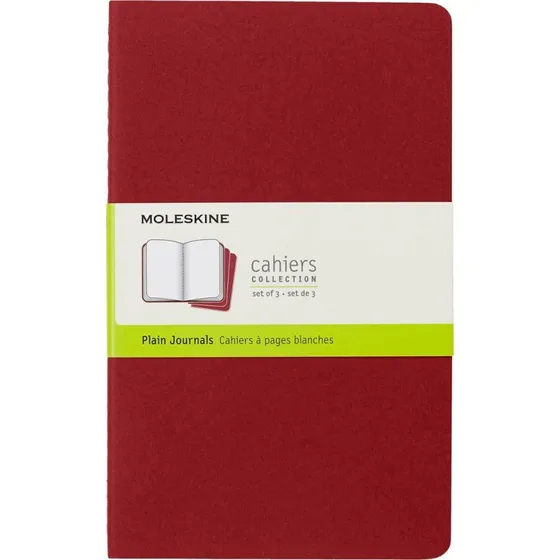 Moleskine Cahier Notizbuch Blanko L, 3er Pack, Bordeauxrot