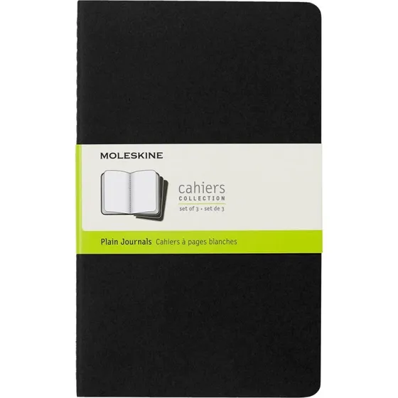 Moleskine Cahier Notizheft L/A5 Blanko Schwarz 3er Set