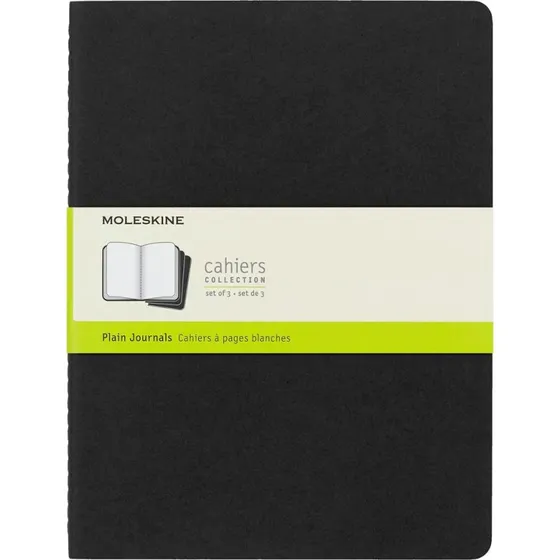 Moleskine Cahier Notizheft XL, blanko, schwarz, 3er Pack