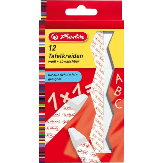 Herlitz Wandtafelkreide weiß, 12er Pack, viereckig
