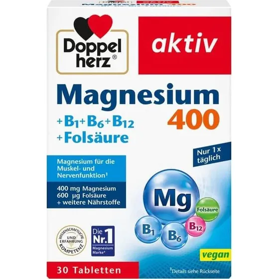 Doppelherz Aktiv Magnesium 400 mg + B-Vitamine, 30 Tabletten