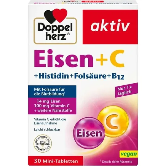 Doppelherz aktiv Eisen + C + Histidin + Folsäure 30 Tabletten