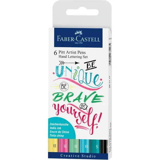 Faber-Castell Pitt Artist Pen Tuschestifte Set, 6er Pastelltöne