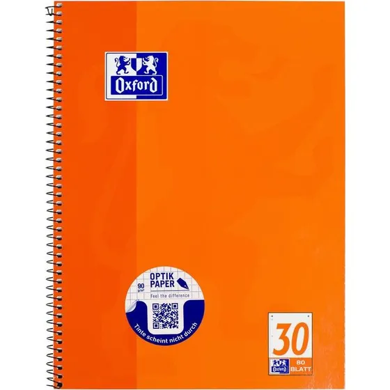 Oxford Collegeblock A4+ blanko orange 80 Blatt 90 g/m²