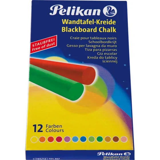 Pelikan Wandtafelkreide 745/12, farbig sortiert, 12er Set