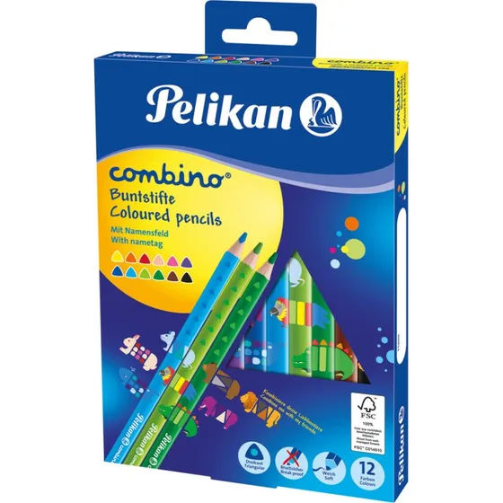 Pelikan Combino Buntstifte Dreikant 12er Set, 4mm dick