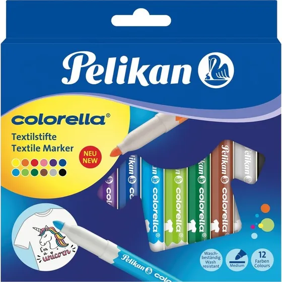 Pelikan Textilmarker Colorella 12er Set, Waschbar, 6,0 mm