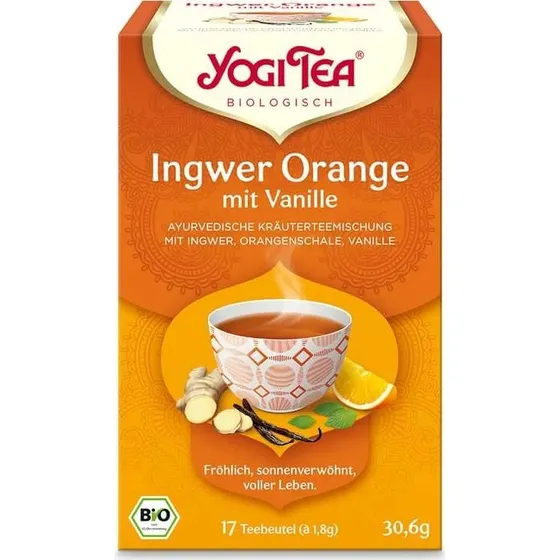 YOGI TEA Bio Kräutertee Ingwer Orange mit Vanille, 17 x 1,8g