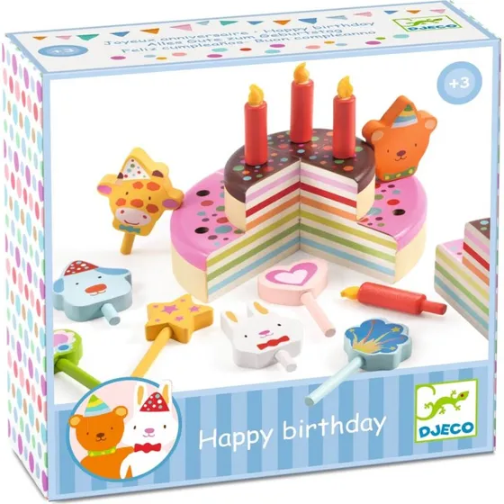 Djeco Happy Birthday Rollenspiel - Spielkuchen-Set mit Holzbox