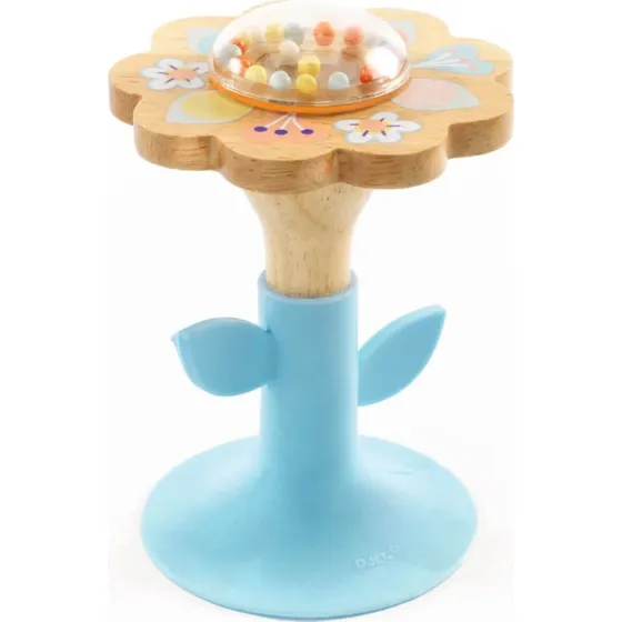 Djeco BabySwipi Rassel - Blumenförmiges Babyspielzeug mit Saugnapf