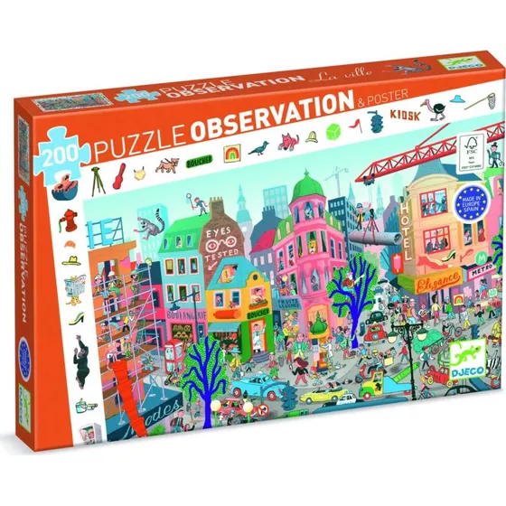 Djeco Wimmelpuzzle Stadt - 200-Teile Beobachtungsspiel