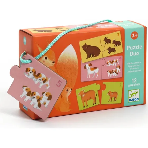 Djeco Mutter-Kind-Matching-Duo-Puzzle Tierbabys, 24 Teile