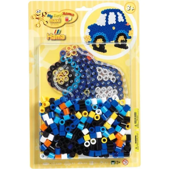 Hama Maxi Bügelperlen Set Auto - 250 farbige Perlen inkl. Stiftplatte