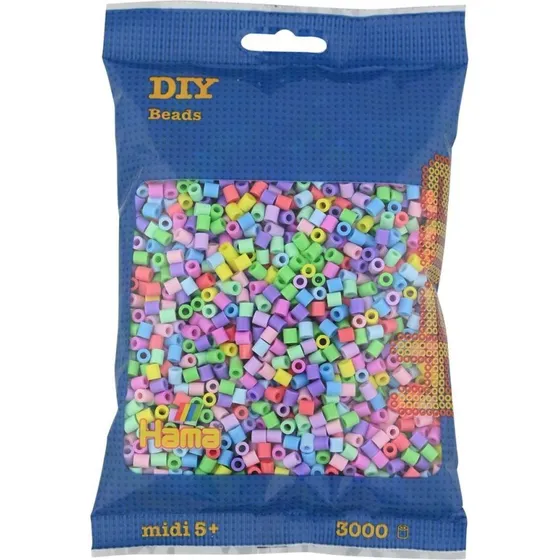 Hama Bügelperlen midi Pastellmix, 3000 Stück im Beutel