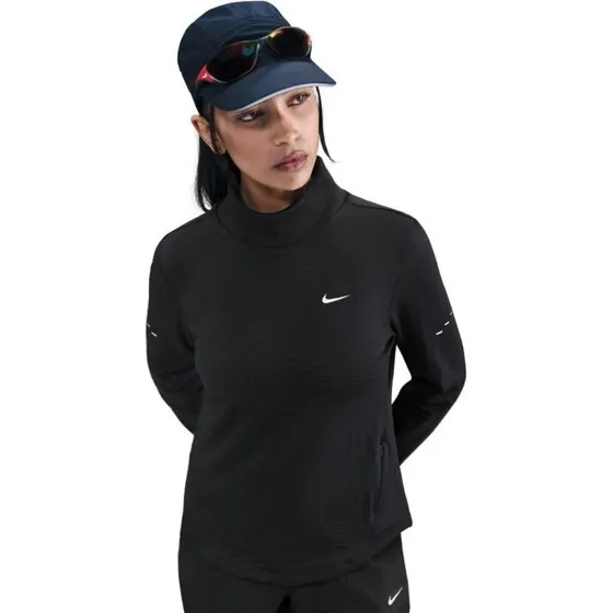 Nike Swift Therma-FIT Damen Laufoberteil mit Rollkragen, Schwarz, L