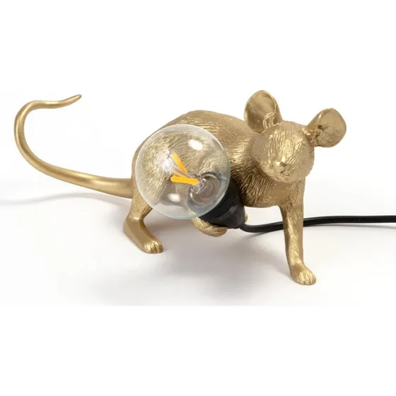Seletti Mouse Lamp Lop Lying Down Tischleuchte Gold