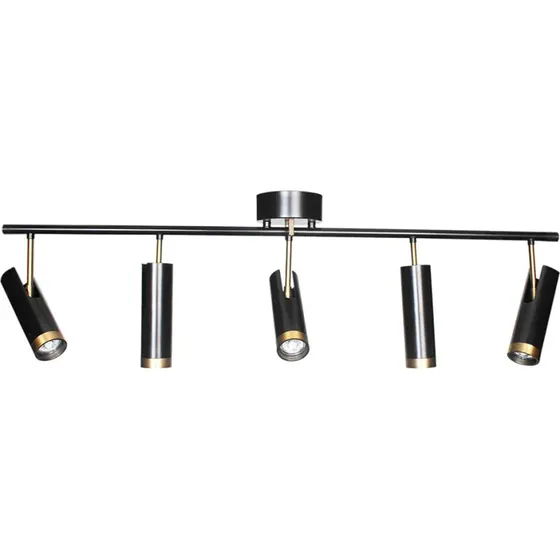 By Rydéns Puls Bar Deckenstrahler, 5-flächig, Schwarz mit Golddetails