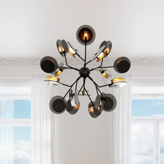 By Rydéns Turno Kronleuchter Black/Gold, 18-flammig