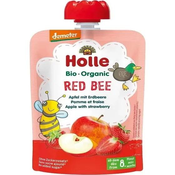 Holle Bio-Fruchtpüree Apfel & Erdbeere, 100g, Demeter
