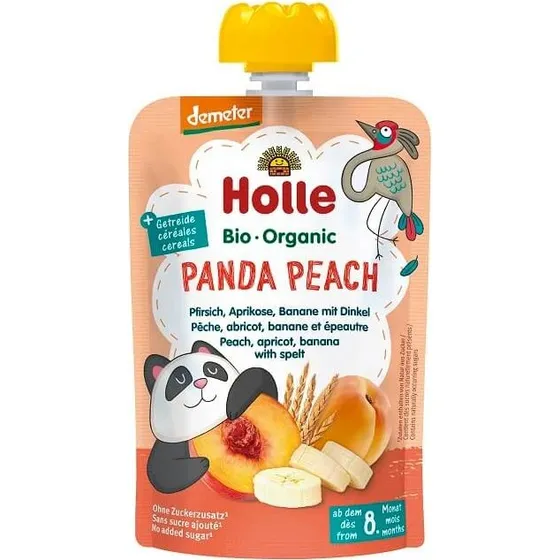 Holle Bio-Pfirsich-Aprikosen-Bananen-Püree mit Weizen/Dinkel, 100g