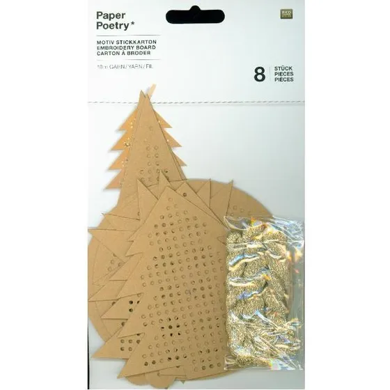 Rico Design Paper Poetry Motivstickkarton X-MAS Gold, 8 Stück